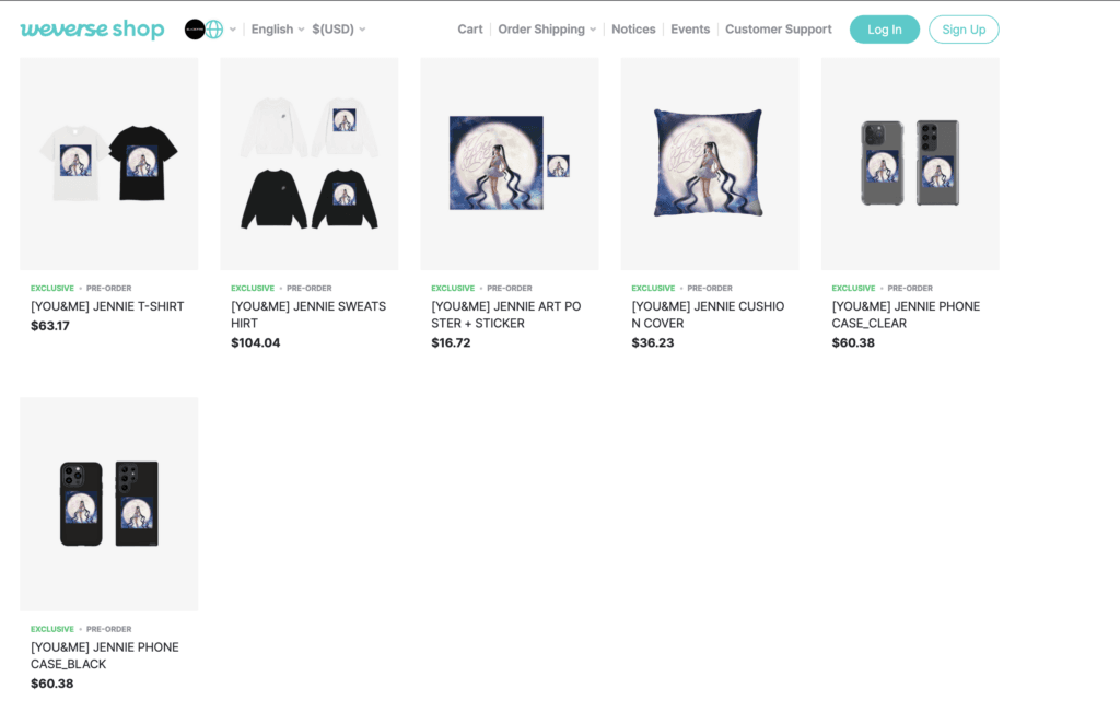 Weverse Jennie You & Me Merch